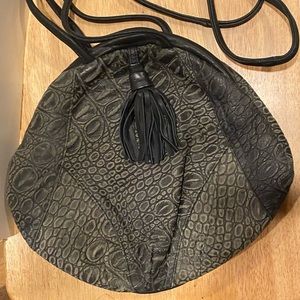 Unique Vintage Californian Macasa Black Leather Frame Bag